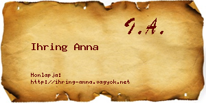 Ihring Anna névjegykártya